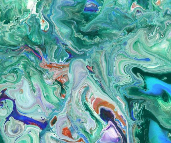 Abstract blue and emerald light flows